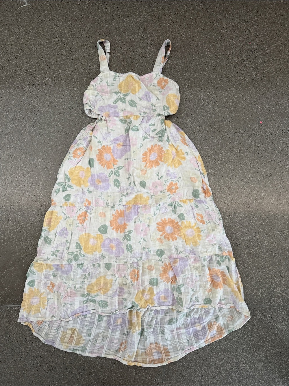 abercrombie kids Floral Elastic-Waist Sundress in Peach, Lavender, Yellow, Mint